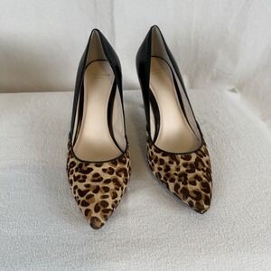 COLE HAAN Grand OS Womens 8.5 B Black  Calf Hair High Heels Leopard Print